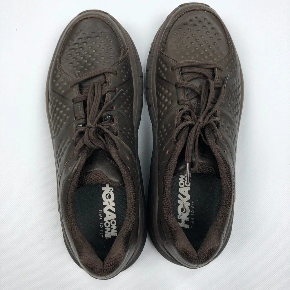 Hoka One Gaviota LTR Brown Leather Walking Shoes Mens 11.5 1019574 DSBC